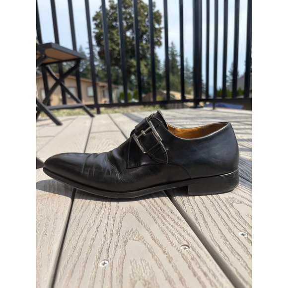 Magnanni Mens Marco Monk Strap Loafer Size 8.5 M Black Leather Buckle Dress Shoe - Picture 3 of 10